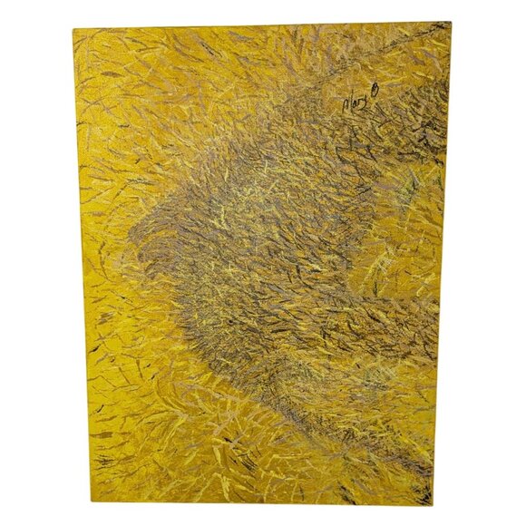 Abstract Yellow Textured Canvas Art Signed by ArtistContemporary Original Pain